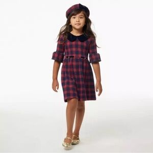 Janie and Jack Plaid Jacquard Dress with velvet collar. Size 12